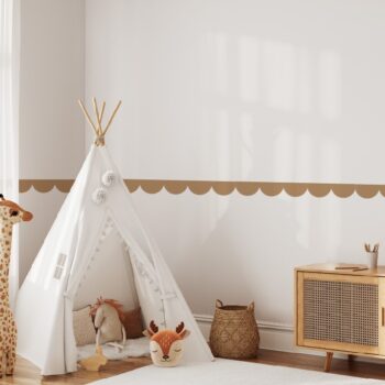 מדבקות בורדר חום וינטג' לקיר חדר ילדים